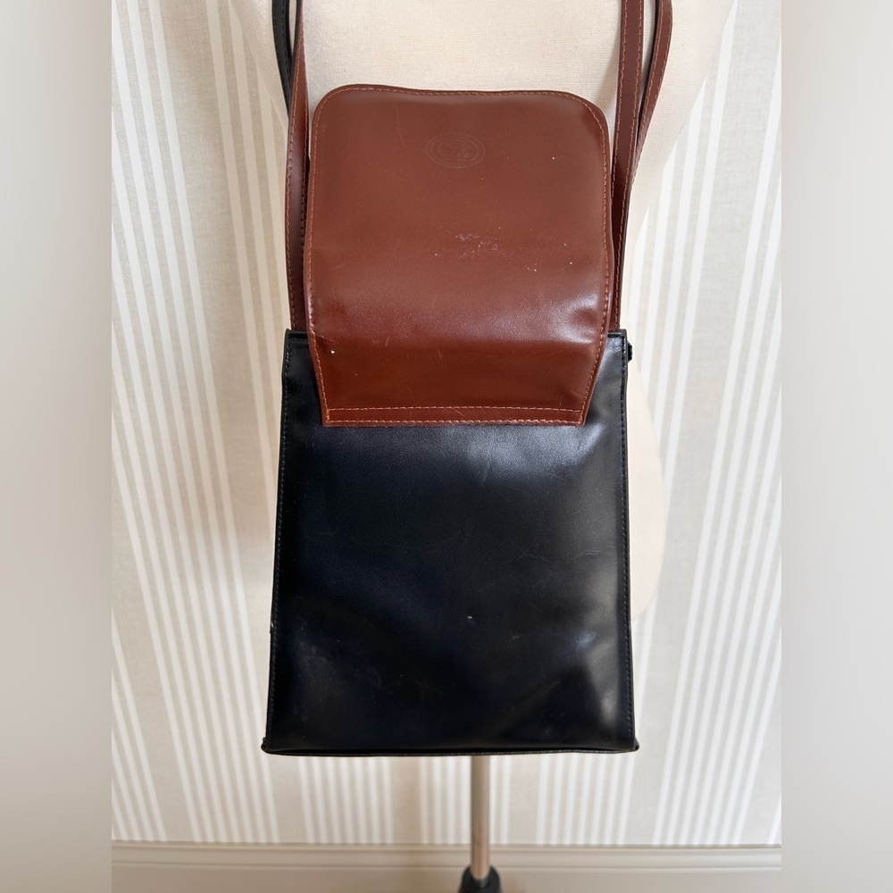 Vintage Jay Herbert Brown Black Leather Crossbody Bag Handmade in Florence Italy - Picture 10 of 14